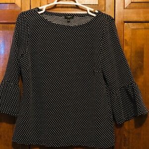 Talbots Swiss Dot Top, Black & White, Petite Large